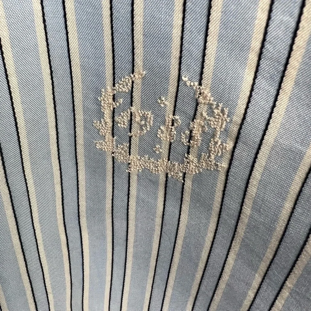 Maison Margiela Blue Pinstriped Band Collar Men’s Long Sleeve Button Up Shirt - Picture 6 of 11